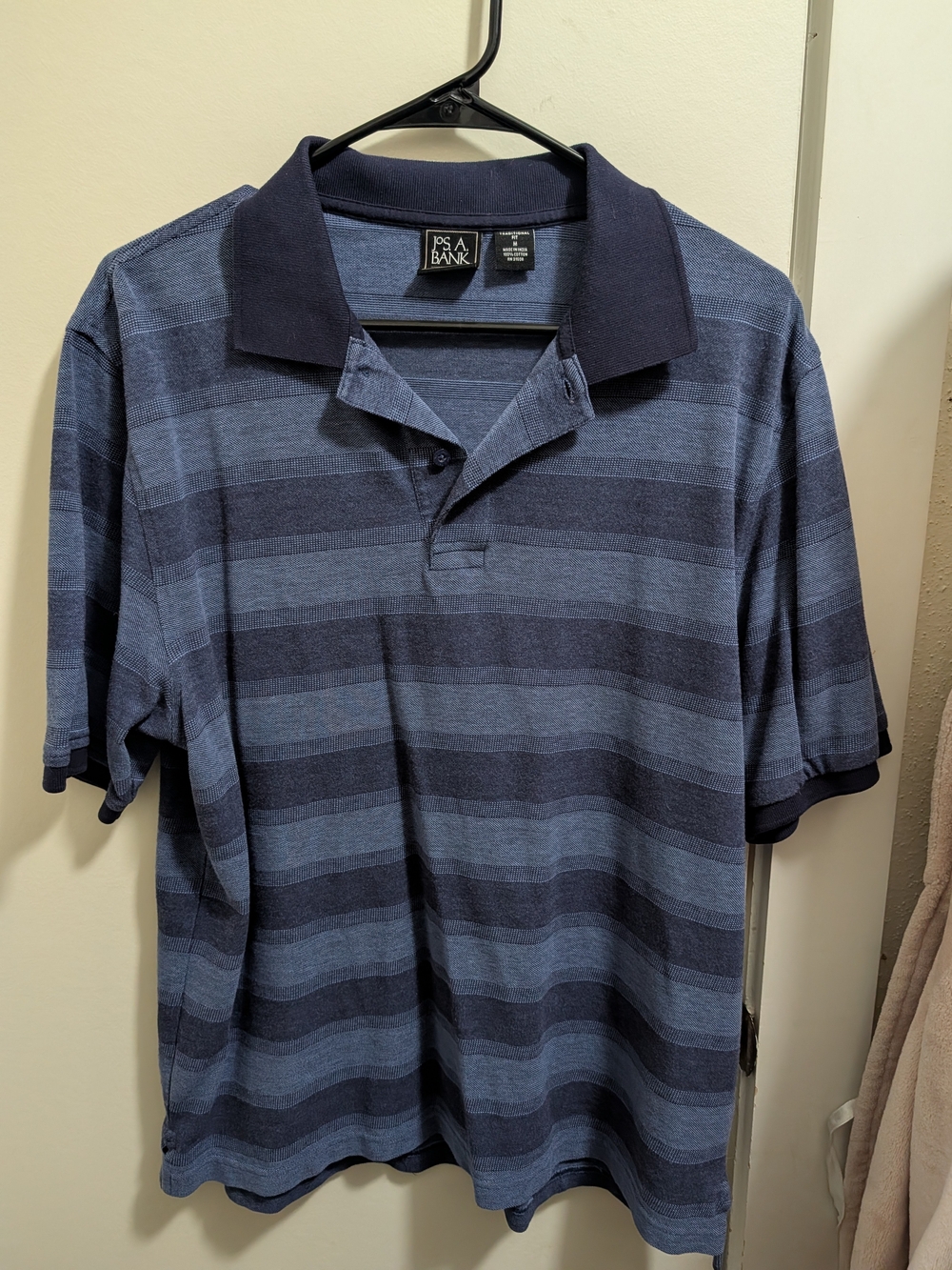 Jos. A. Bank Navy and Light Blue Horizontal Stripe Polo